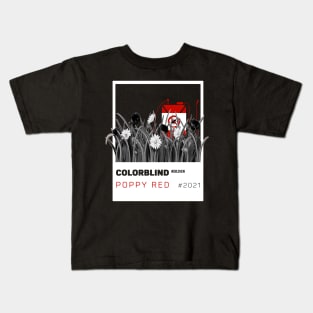 POPPY RED - white card  by COLORBLIND WorldView Kids T-Shirt